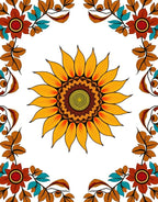 Golden Sunflower Mandala Border Rug