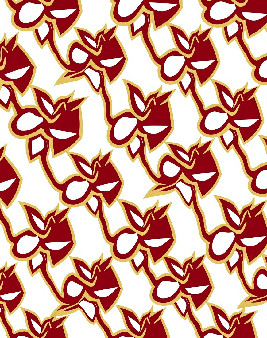 Crimson Abstract Floral Swirl Rug