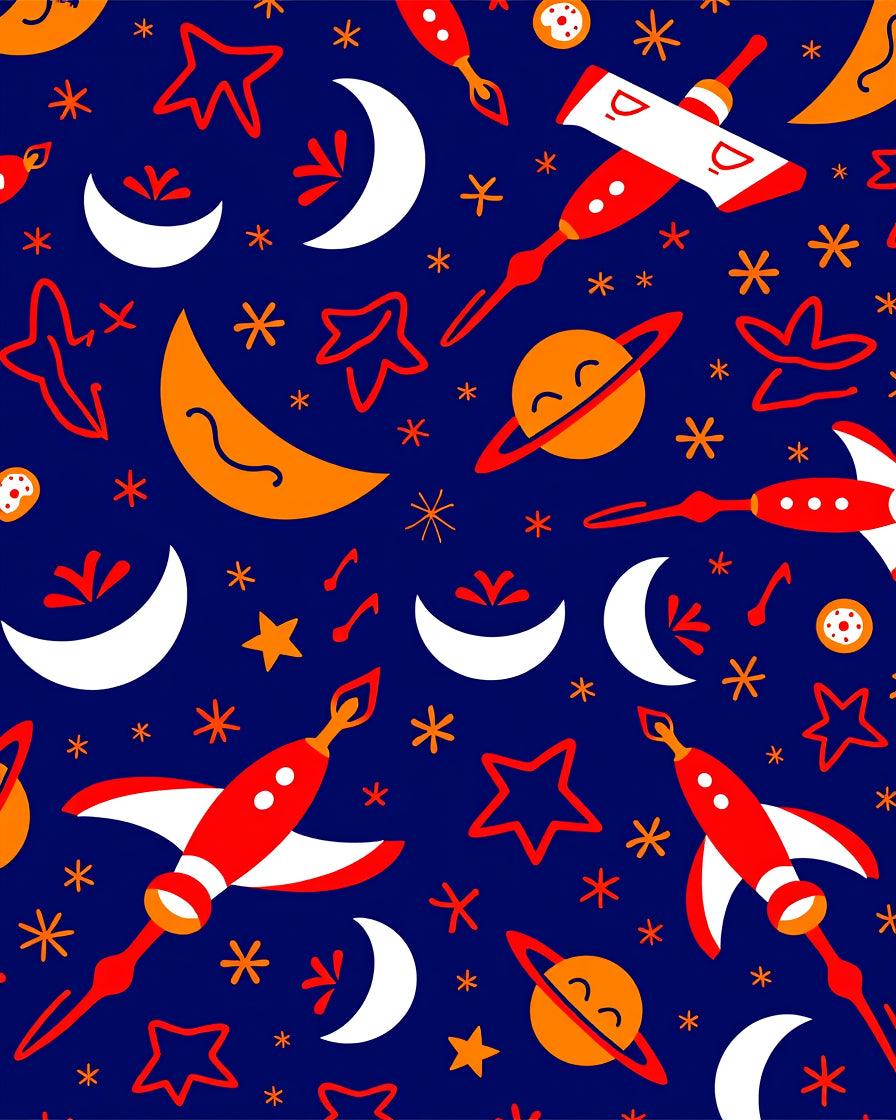 Cosmic Red White Blue Space Adventure Rug
