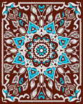 Brown Turquoise White Floral Mandala Rug