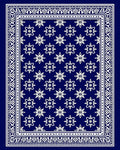 Deep Blue Floral Bordered Rug