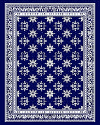 Deep Blue Floral Bordered Rug