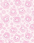 Pink Kawaii Bunny Floral Heart Filled Rug