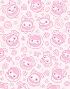 Pink Kawaii Bunny Floral Heart Filled Rug
