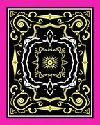 Bold Black Yellow Floral Medallion Rug