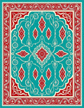 Turquoise Red Filigree Ornamental Rug