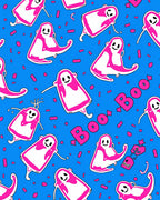Pink Ghost Boo Blue Sprinkle Rug