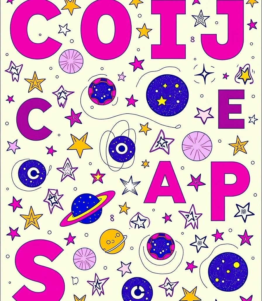 Cosmic Colorful Star Planet Alphabet Rug