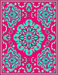 Vibrant Pink Turquoise Medallion Mandala Rug