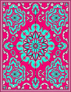 Vibrant Pink Turquoise Medallion Mandala Rug