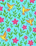 Yellow Hummingbird Pink Flower Garden Rug