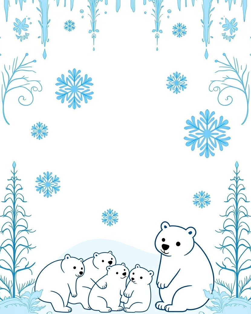 Arctic polar bears with blue snowflakes Rug