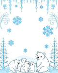 Arctic polar bears with blue snowflakes Rug