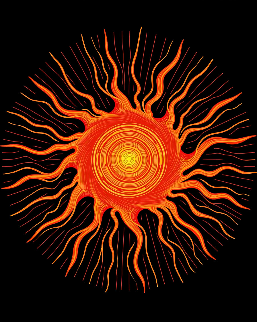 Radiant Sunburst Orange Yellow Rays Rug