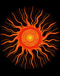 Radiant Sunburst Orange Yellow Rays Rug