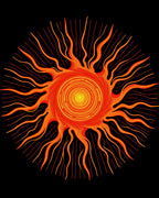 Radiant Sunburst Orange Yellow Rays Rug