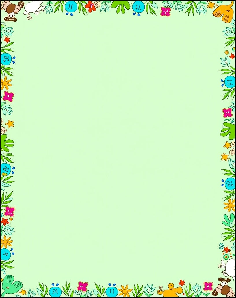 Whimsical Tropical Border with Animals Rug