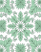 Mint Green Floral Medallion Art Nouveau Rug
