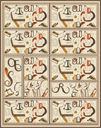 Eclectic Script Ochre Botanical Mosaic Rug