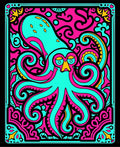 Vibrant Aqua Octopus Swirls Rug