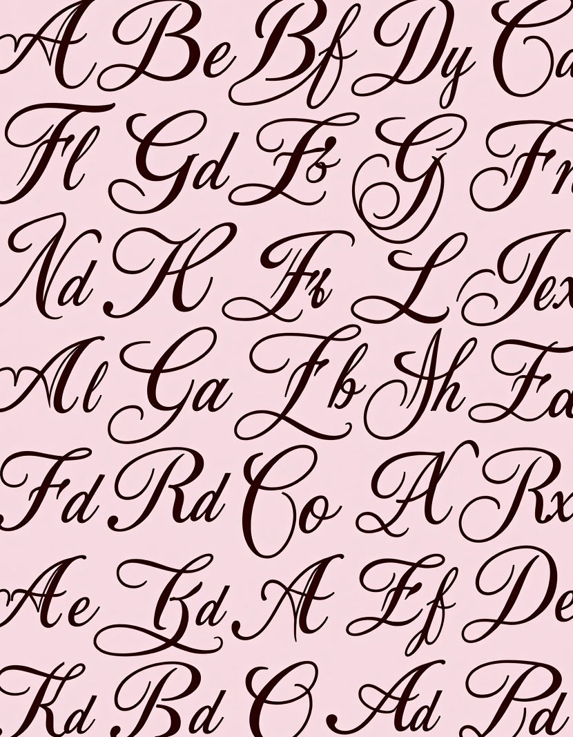 Elegant Script Alphabet Repeat Rug