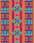 Vibrant Orange Geometric Tribal Diamond Rug
