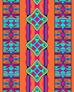 Vibrant Orange Geometric Tribal Diamond Rug