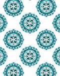 Teal White Circular Medallion Arrangement Rug
