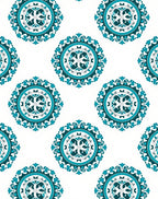 Teal White Circular Medallion Arrangement Rug