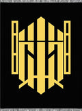 Bold Yellow Geometric Emblem Black Rug