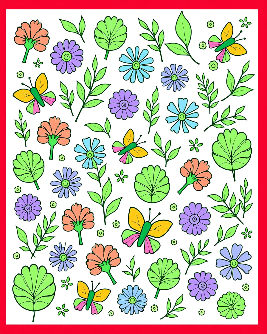 Playful Spring Butterfly Floral Collection Rug