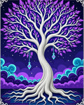 Enchanted Cosmic Tree Purple Foliage Rug