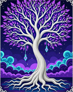 Enchanted Cosmic Tree Purple Foliage Rug