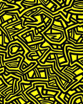 Bright Yellow Black Abstract Maze Rug