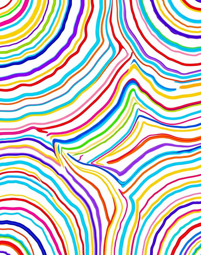 Colorful Wavy Abstract Lines Rug