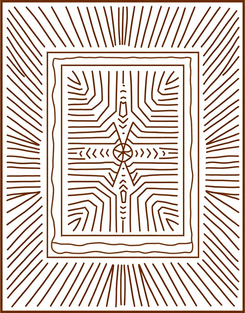 Brown Earthy Radial Sunburst Lines Rug