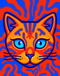 Vibrant Orange Blue Cat Psychedelic Swirl Rug