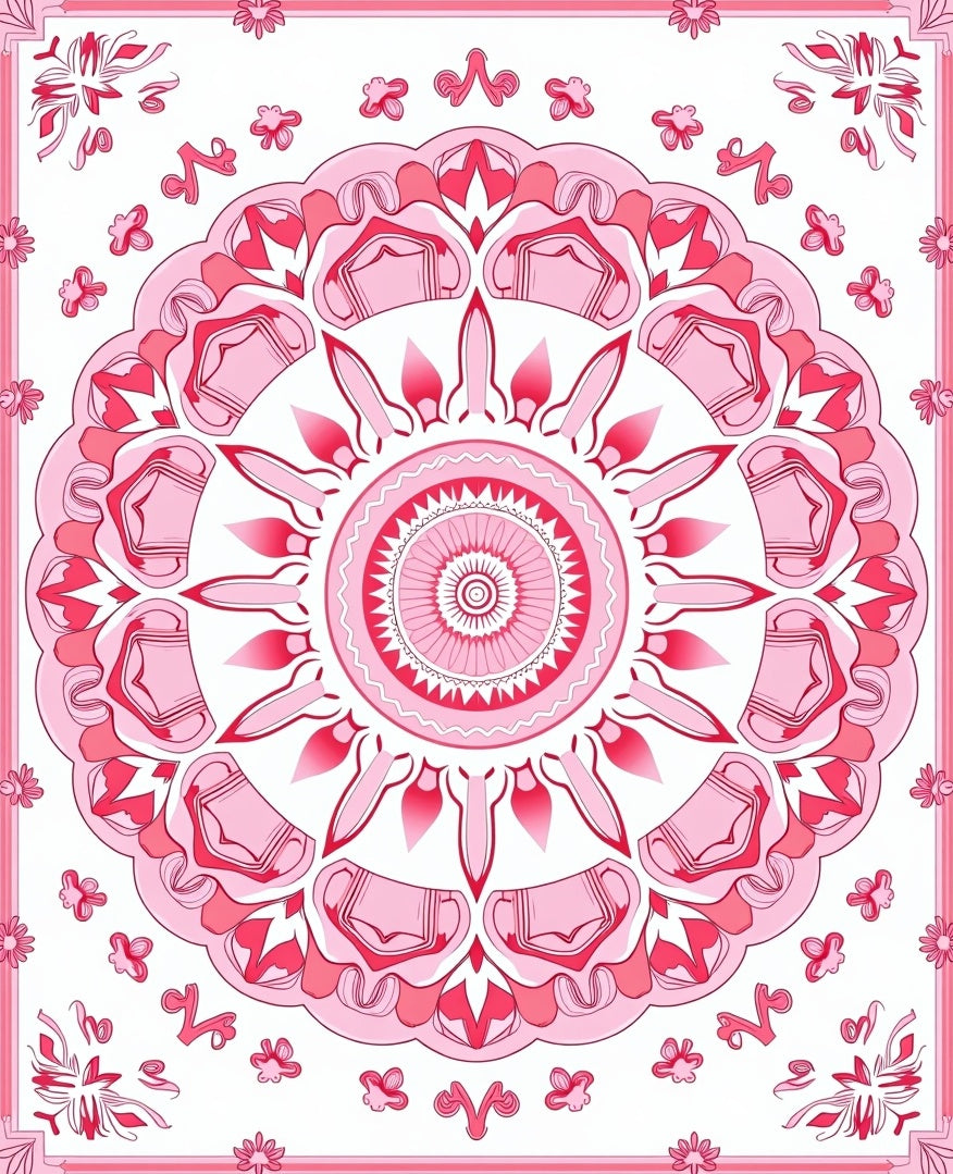 Crimson Pink Floral Medallion Rug
