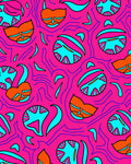 Vibrant Pink Orange Teal Swirl Rug