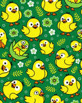 Cute Yellow Chicks With Green Floral Accents Rug