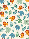 Whimsical Safari Animals and Leaves Rug