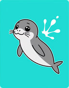 Happy Gray Seal Flipping Water Rug
