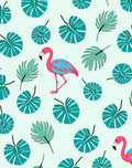 Pink Flamingo Tropical Leaf Medley Rug