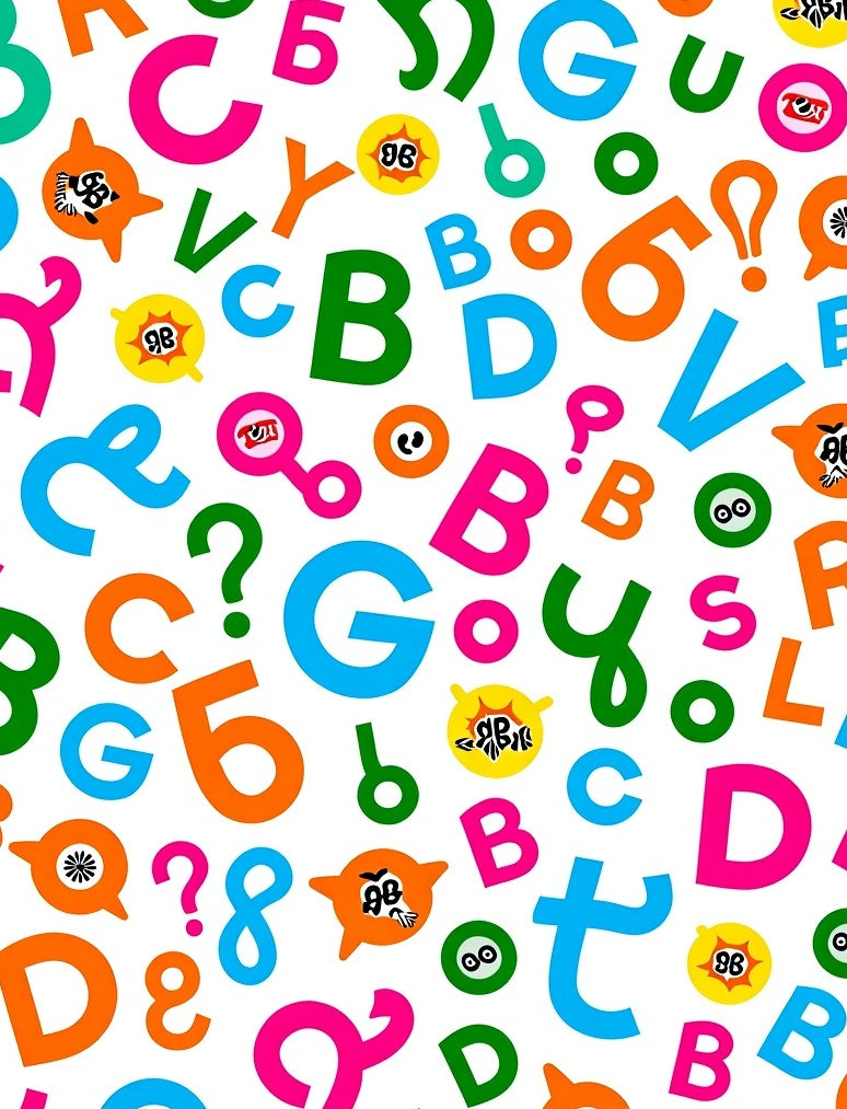 Alphabet Collage Vivid Colorful Letters Rug