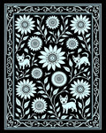 Pale Blue Floral Canine Garden Border Rug