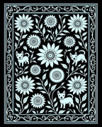 Pale Blue Floral Canine Garden Border Rug
