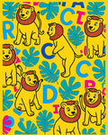Yellow Lion Jungle Alphabet Rug