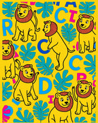 Yellow Lion Jungle Alphabet Rug