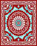 Crimson Cobalt Mandala Art Rug