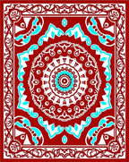 Crimson Cobalt Mandala Art Rug